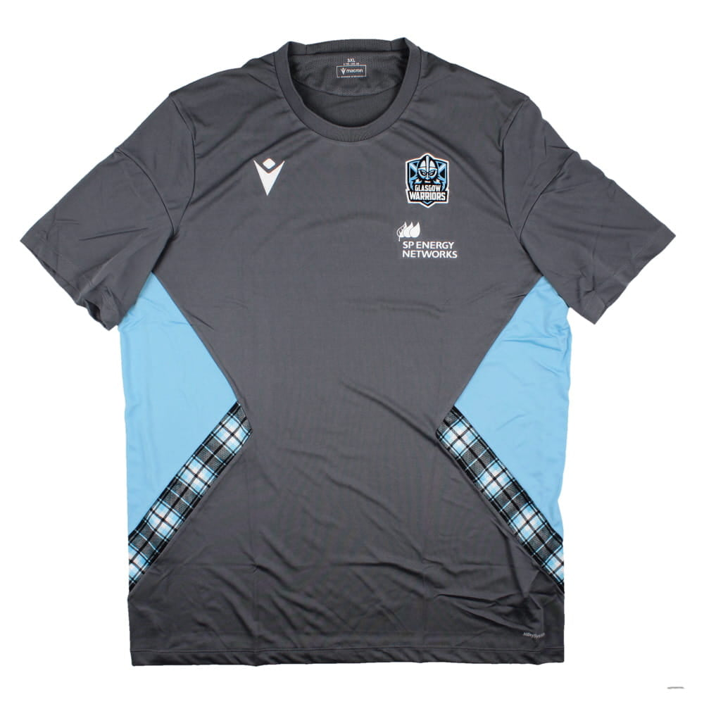 2023-2024 Glasgow Warriors Rugby Gym Training T-Shirt (Grey) Product - Training Shirts Macron   