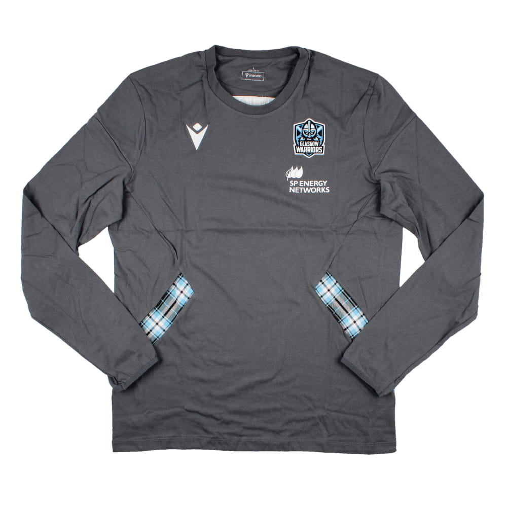 2023-2024 Glasgow Warriors Rugby Travel Cotton LS Shirt Product - T-Shirt Macron   