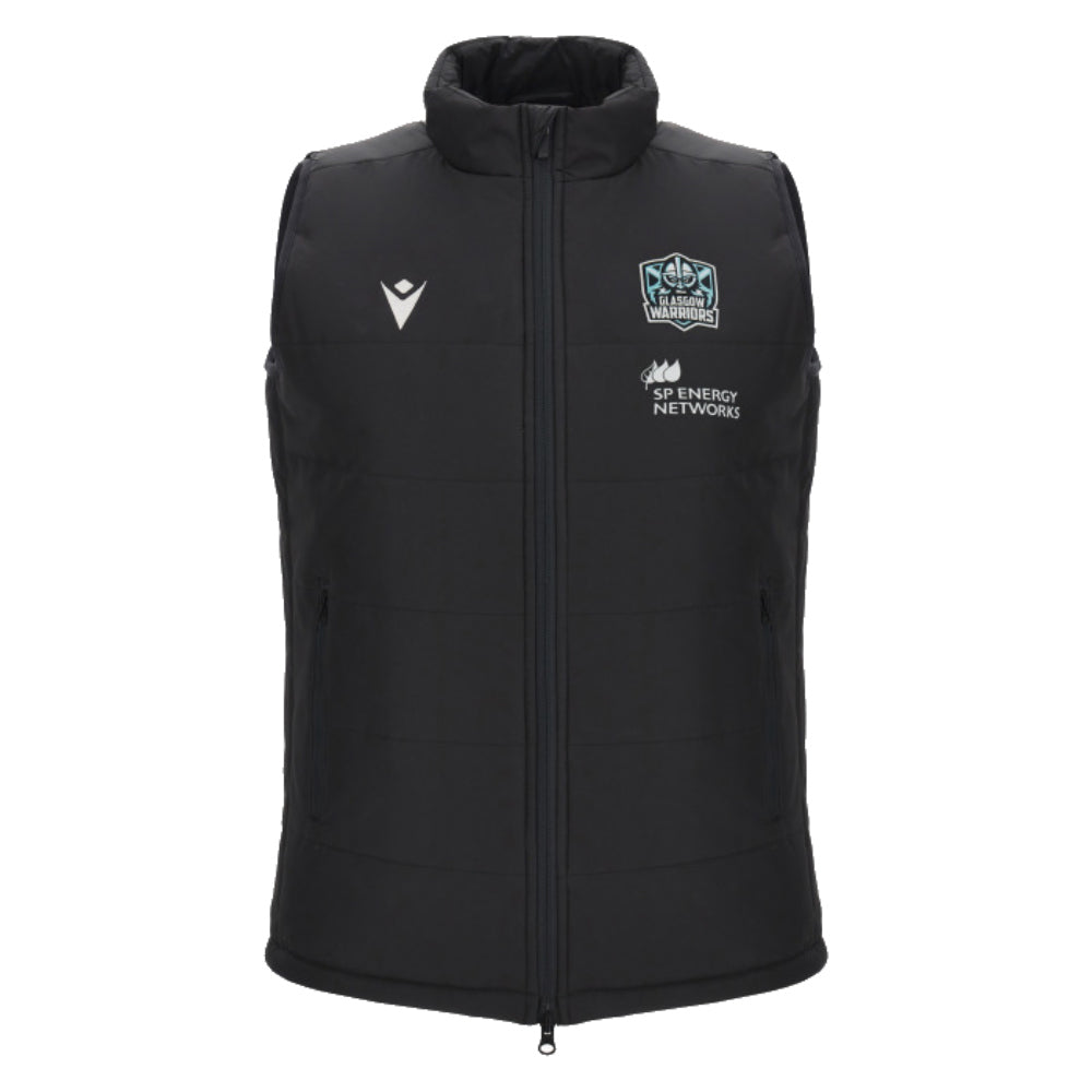 2023-2024 Glasgow Warriors Rugby Padded Gilet (Black) Product - Jackets Macron   