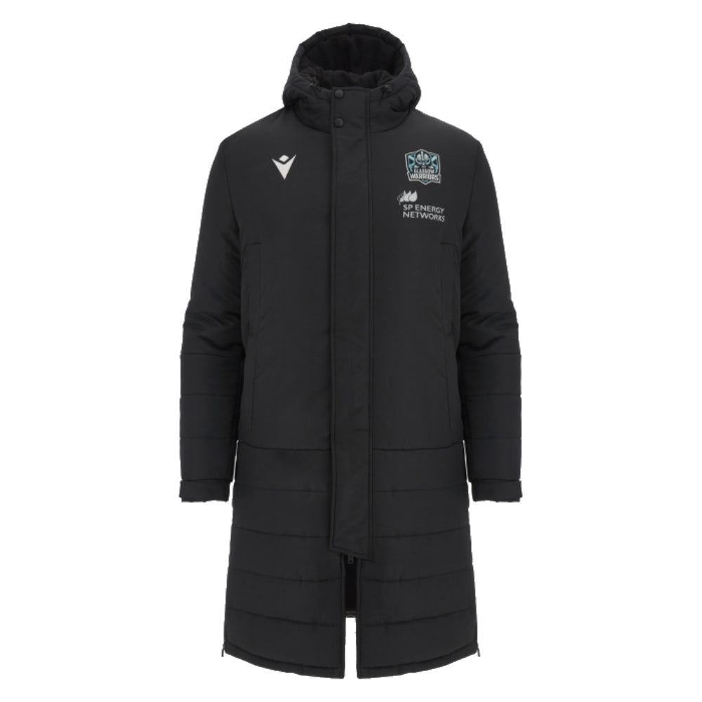 2023-2024 Glasgow Warriors Rugby Below Knee Long Jacket (Black) Product - Jackets Macron   