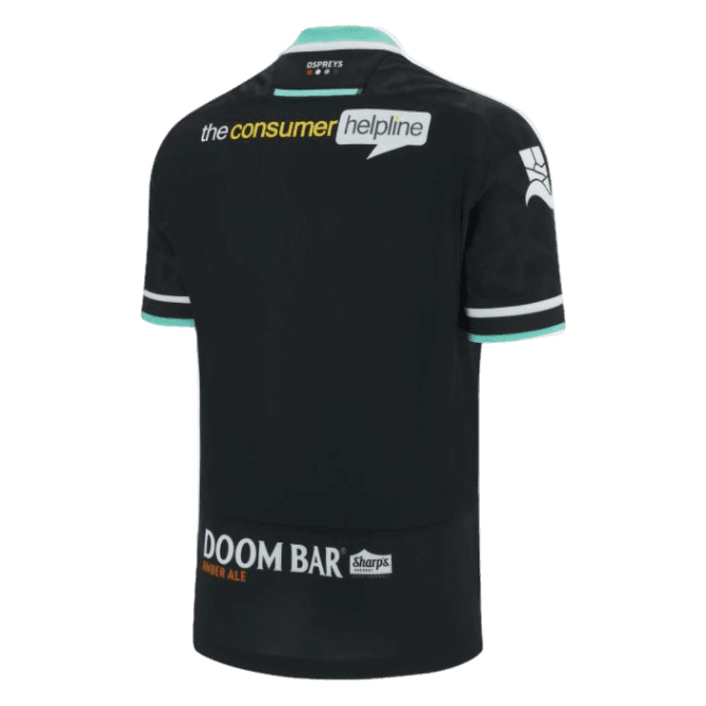 2023-2024 Ospreys Rugby Home Poly Replica Shirt (Your Name) Product - Hero Shirts Macron   