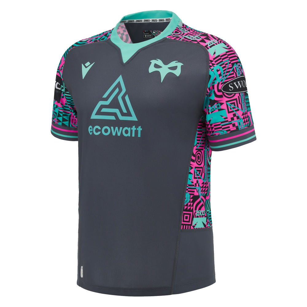2023-2024 Ospreys Rugby Euro Poly Replica Shirt Product - Football Shirts Macron   