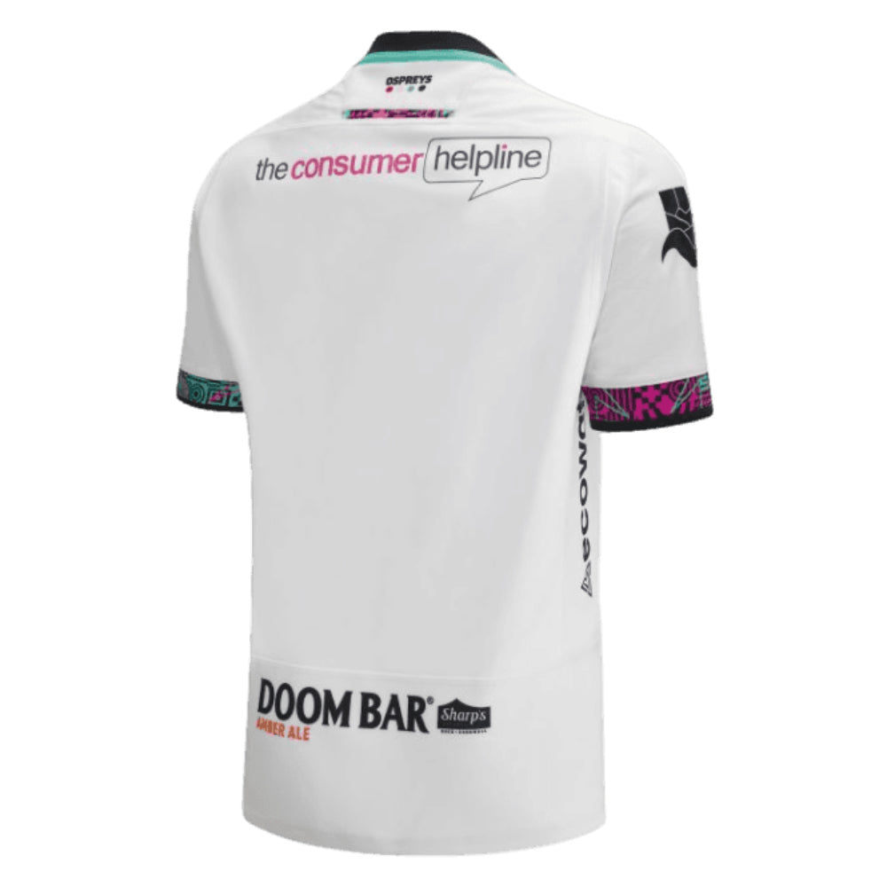 2023-2024 Ospreys Rugby Alternate Poly Replica Shirt (Your Name) Product - Hero Shirts Macron   