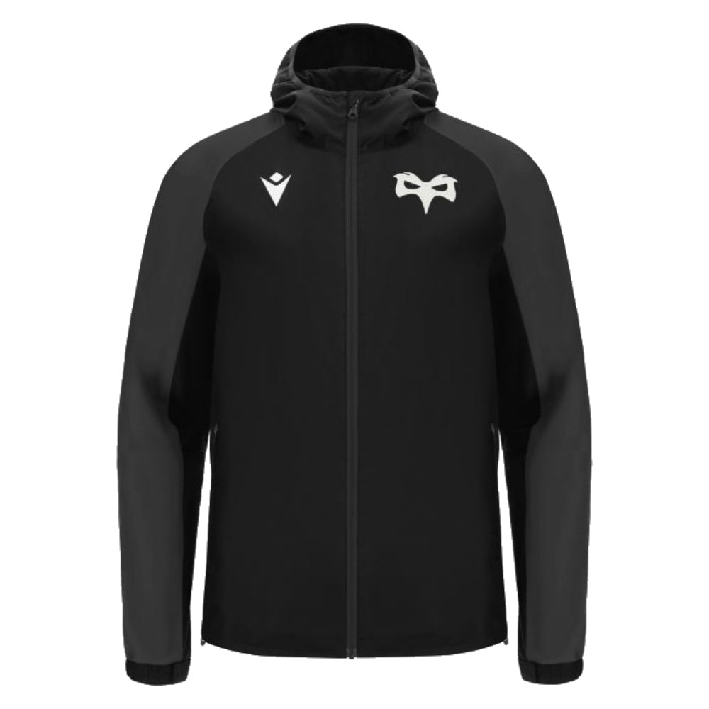 2023-2024 Ospreys Rugby Waterproof Mesh Jacket (Black) Product - Jackets Macron   