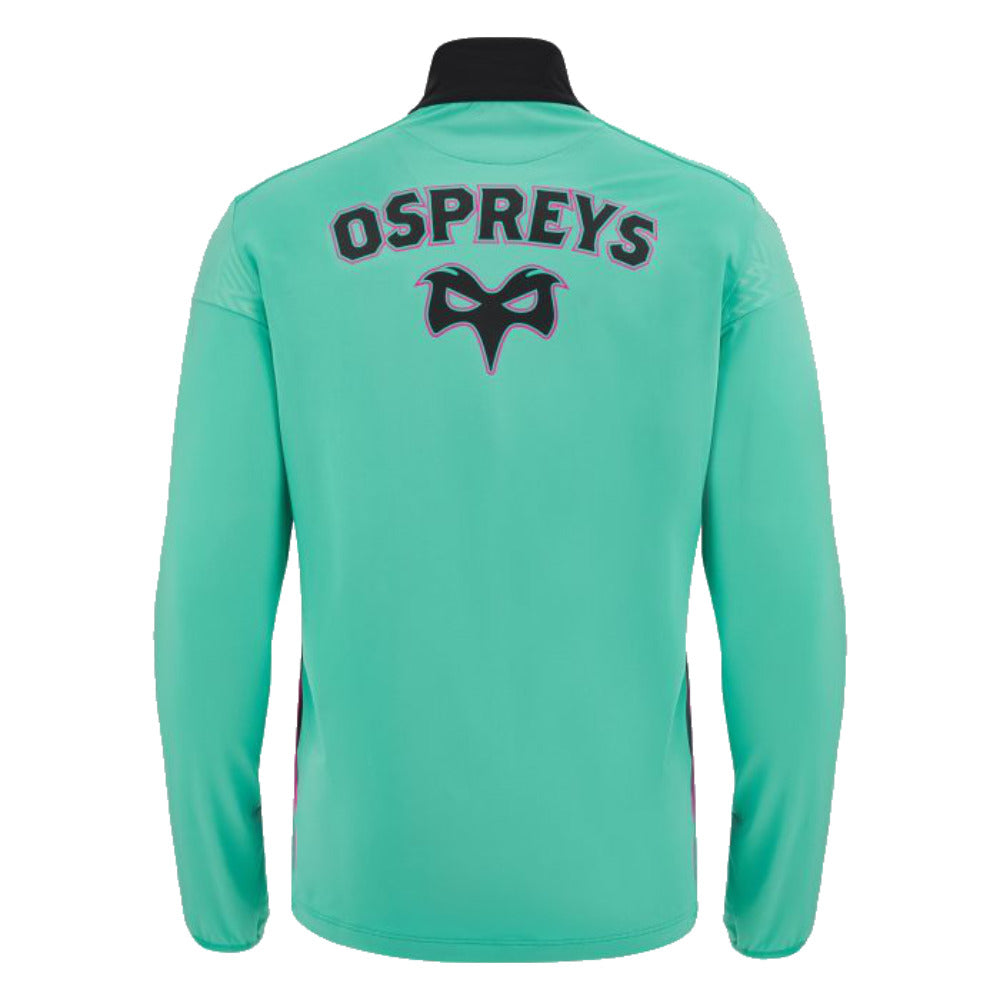 2023-2024 Ospreys Rugby Training 1/4 Zip LS Top (Mint) Product - Training Tops Macron   