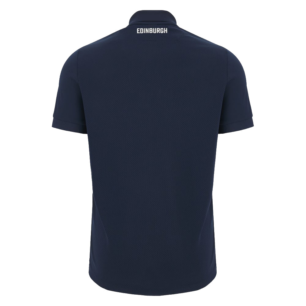 2023-2024 Edinburgh Rugby Travel Player Poly Polo (Navy) Product - Polo Shirts Macron   