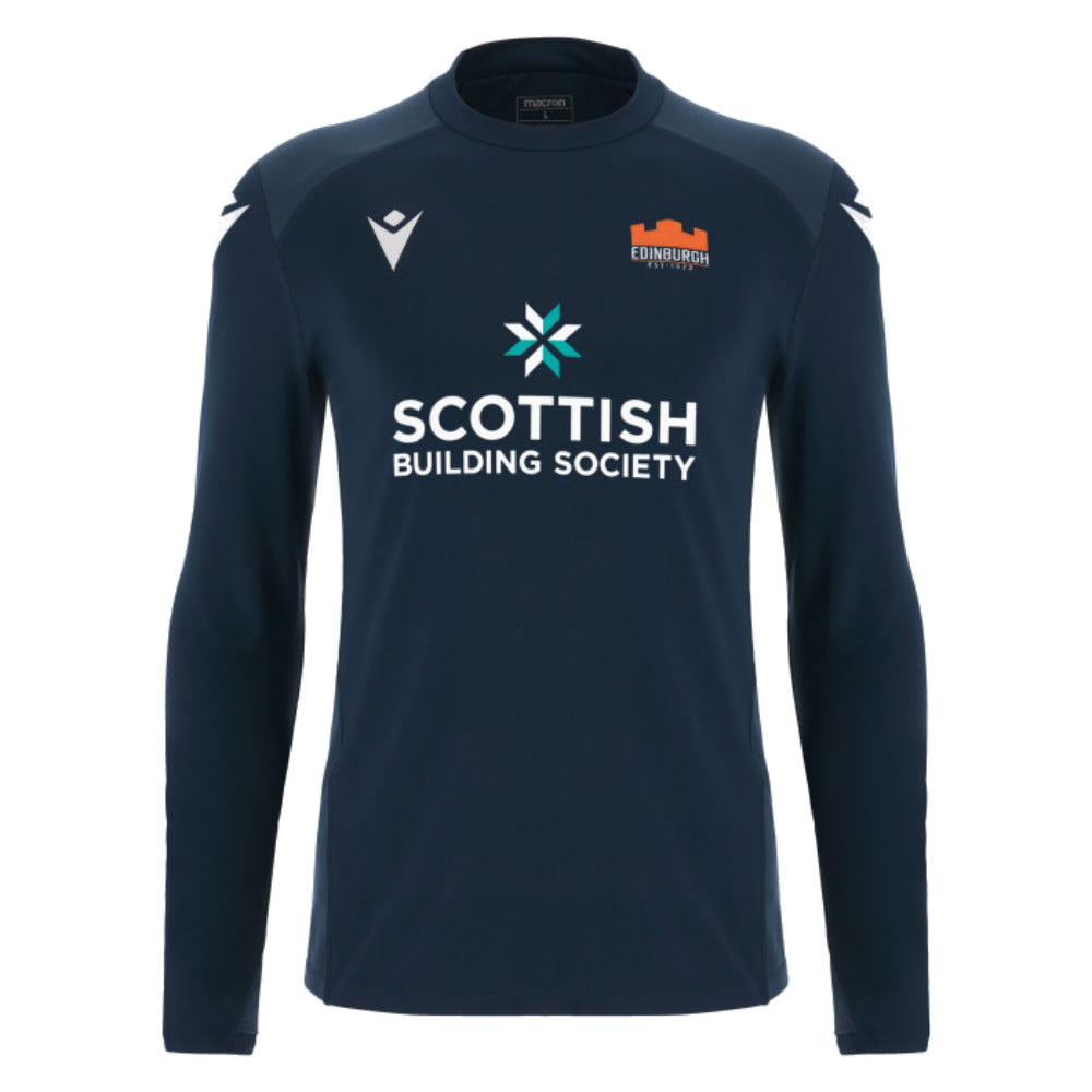2023-2024 Edinburgh Rugby Training Player Poly Top (Navy) Product - Sweat Tops Macron   