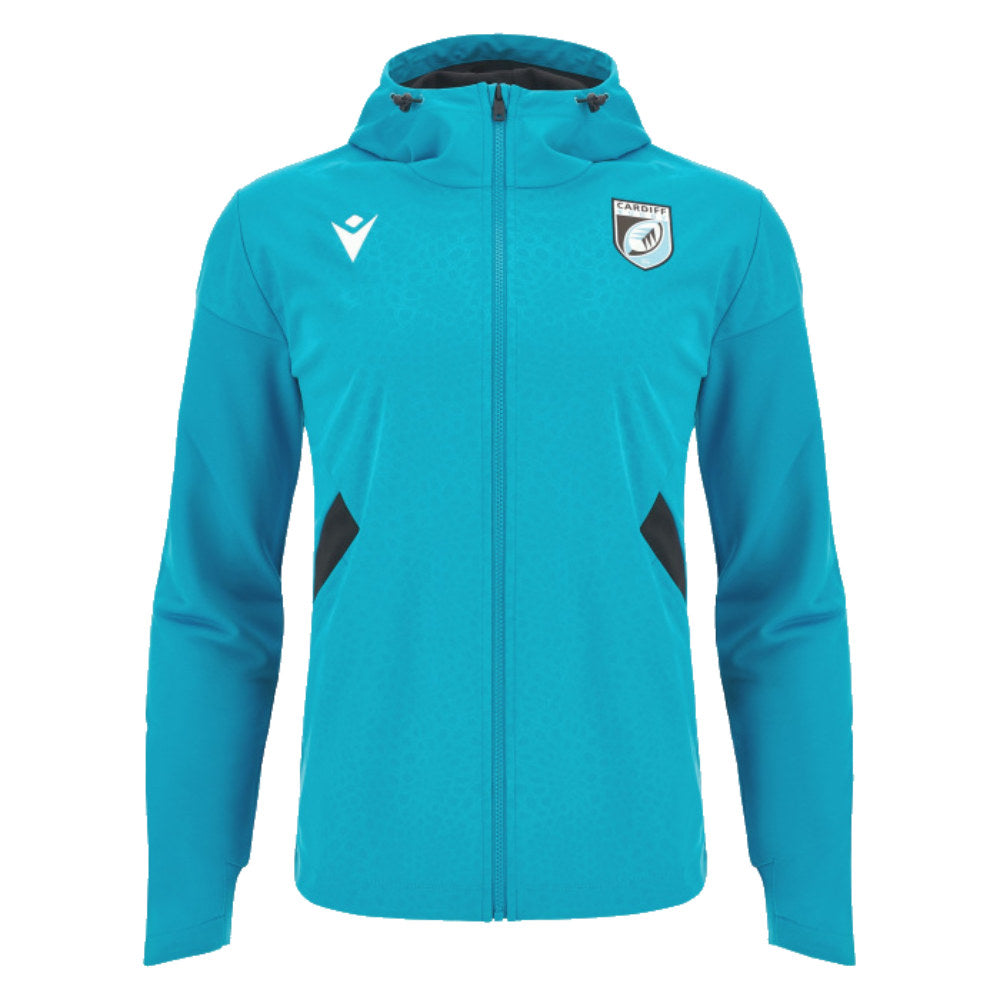 2023-2024 Cardiff Blues Rugby Anthem Jacket (Aqua) Product - Polo Shirts Macron   