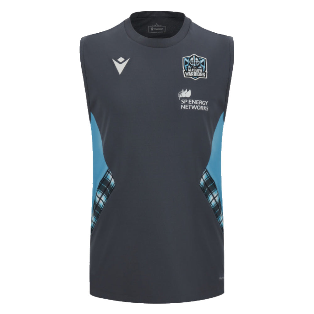 2023-2024 Glasgow Warriors Rugby Sleeveless Vest (Grey) Product - Sleeveless Macron   