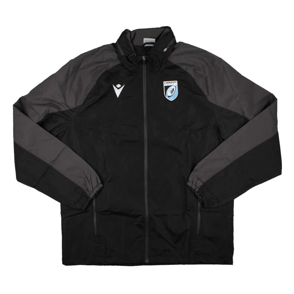2023-2024 Cardiff Blues Rugby Full Zip Waterproof Jacket (Black) Product - Jackets Macron   
