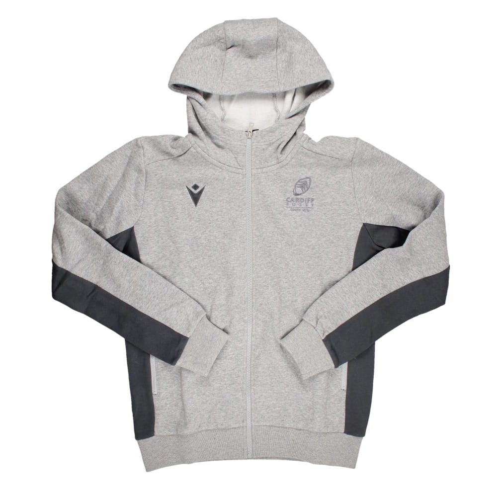 2023-2024 Cardiff Blues Rugby Travel Full Zip Hoody (Grey) Product - Hoodies Macron   