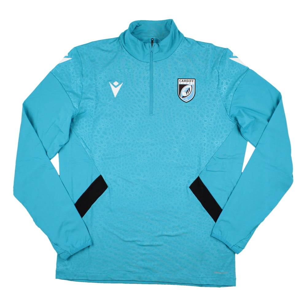 2023-2024 Cardiff Blues Rugby Half Zip Training Top (Aqua) Product - Training Tops Macron   