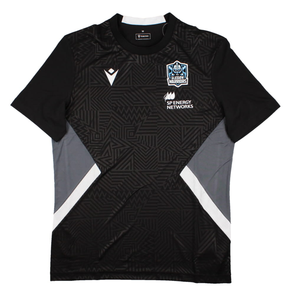 2023-2024 Glasgow Warriors Rugby Training Tee (Black) Product - Training Shirts Macron   