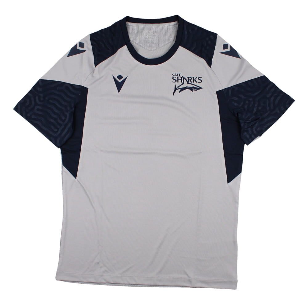 2023-2024 Sale Sharks Players Training Poly Shirt (Grey) Product - Training Shirts Macron   