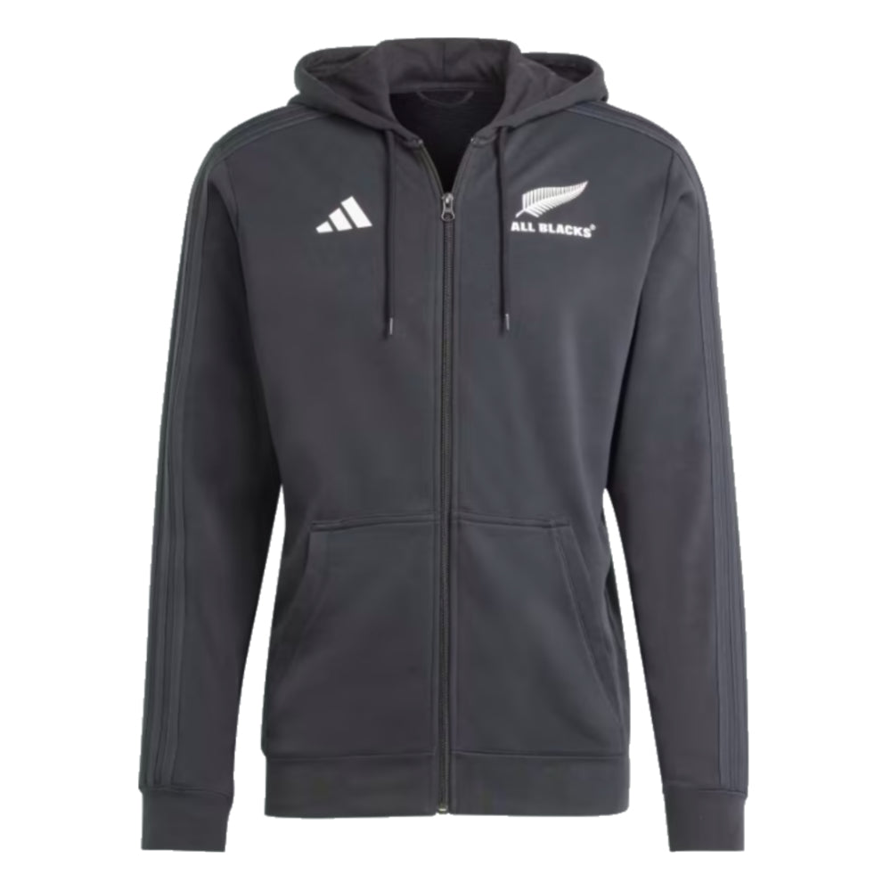 2023-2024 New Zealand All Blacks Rugby Full Zip Hoodie (Black) Product - Hoodies Adidas   