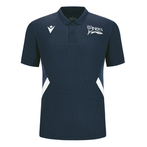 2023-2024 Sale Sharks Travel Player Poly Polo (Navy) Product - Polo Shirts Macron   