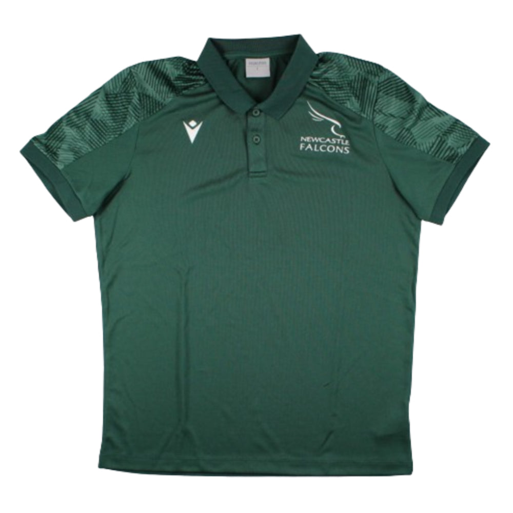 2023-2024 Newcastle Falcons Travel Player Poly Polo Shirt (Green) Product - Polo Shirts Macron   