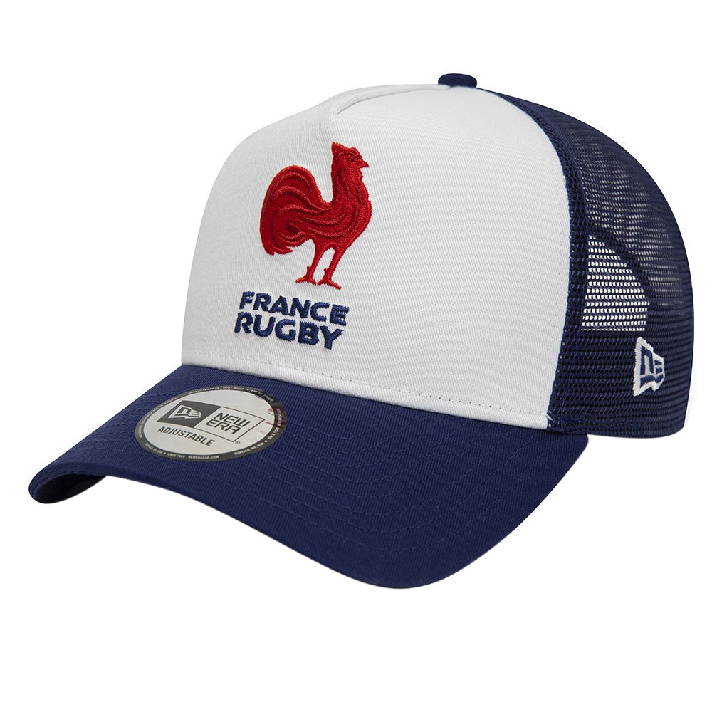 France Rugby White A-Frame Trucker Cap Product - Headwear New Era   