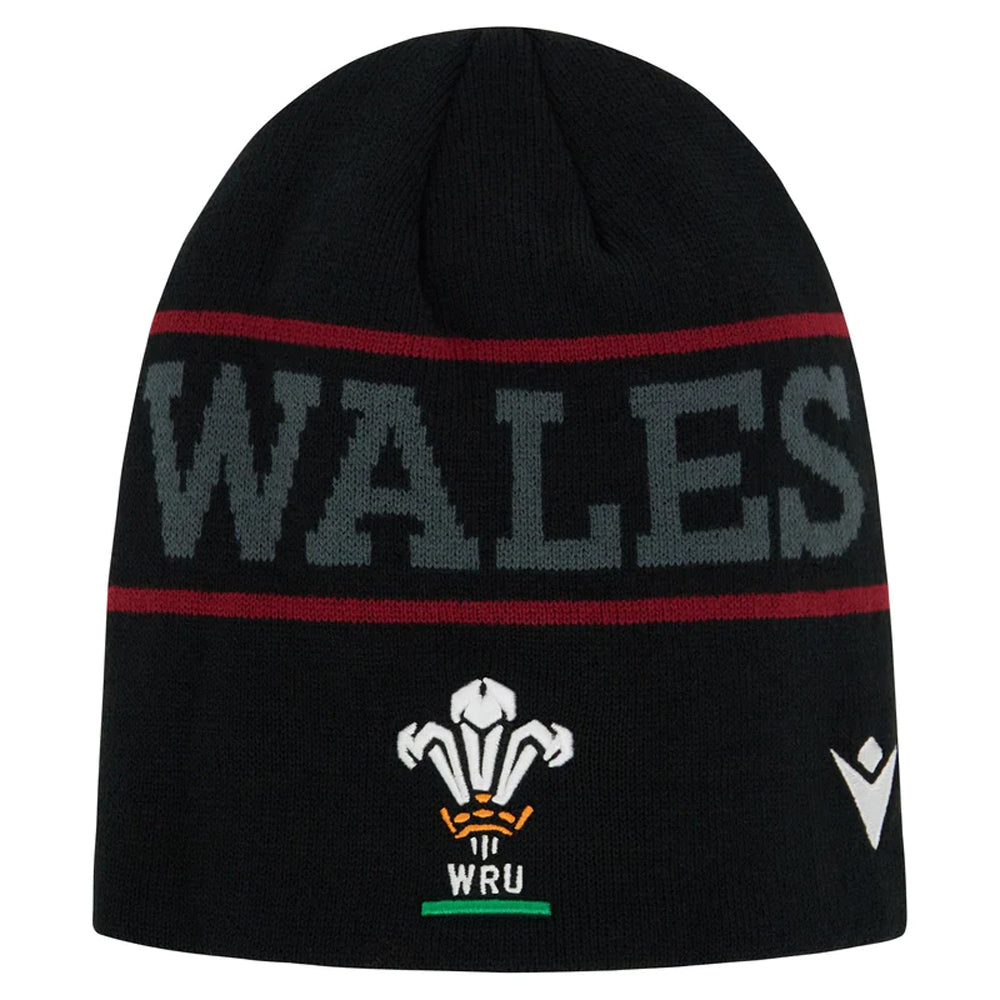 2023-2024 Wales WRU Rugby Beanie (Black) Product - Headwear Macron   