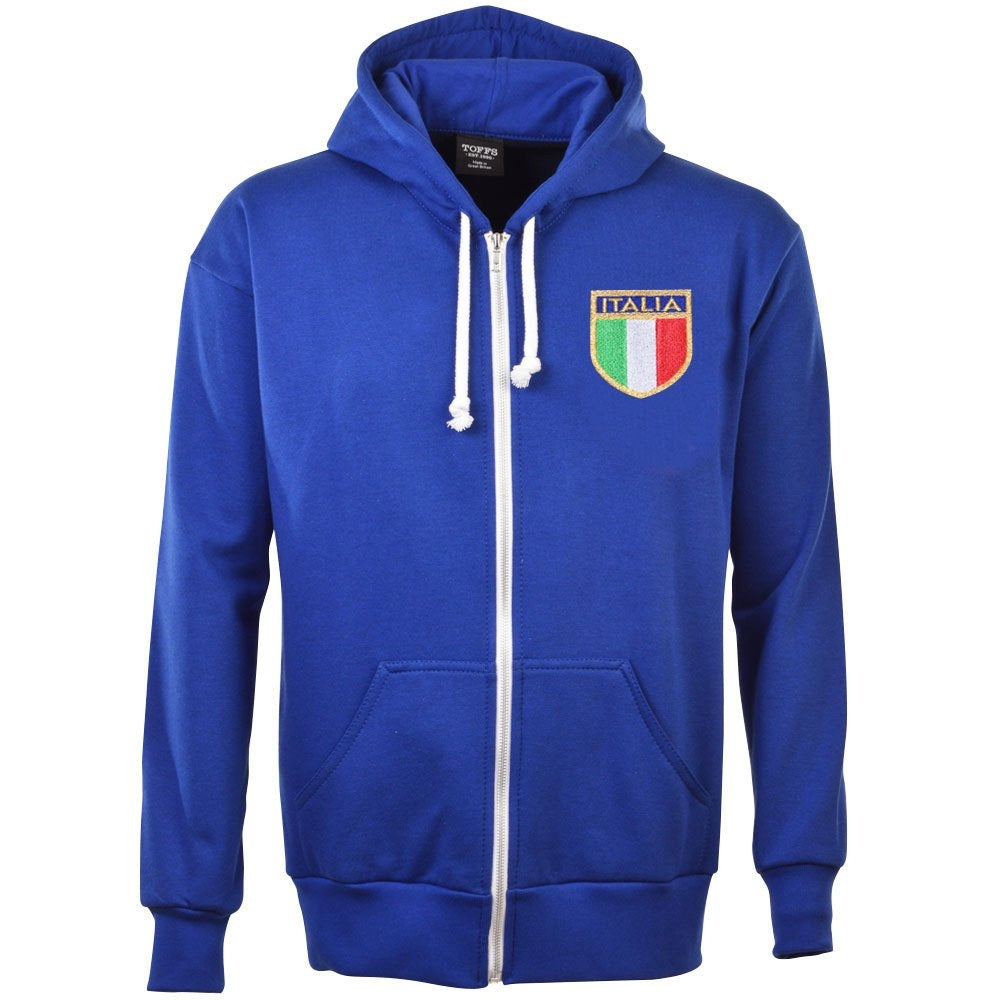 Italy 1975 Vintage Rugby Zipped Hoodie - Royal Product - General Toffs   