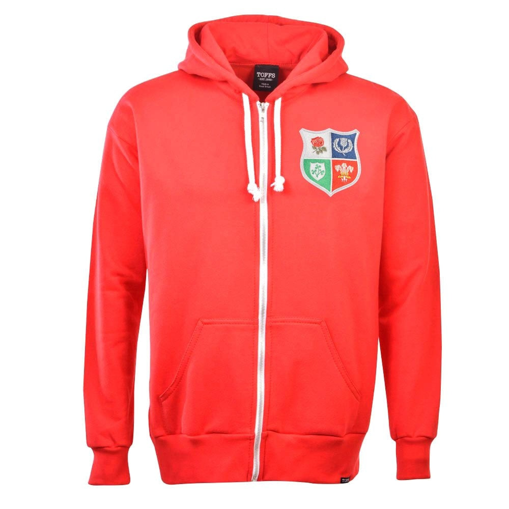 British & Irish Lions 1970s Vintage Rugby Zipped Hoodie Red Product - General Toffs   