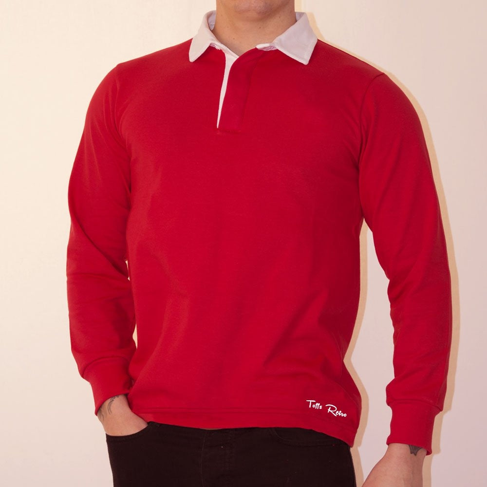 TOFFS Classic Retro Red Long Sleeve Rugby Style Shirt_1