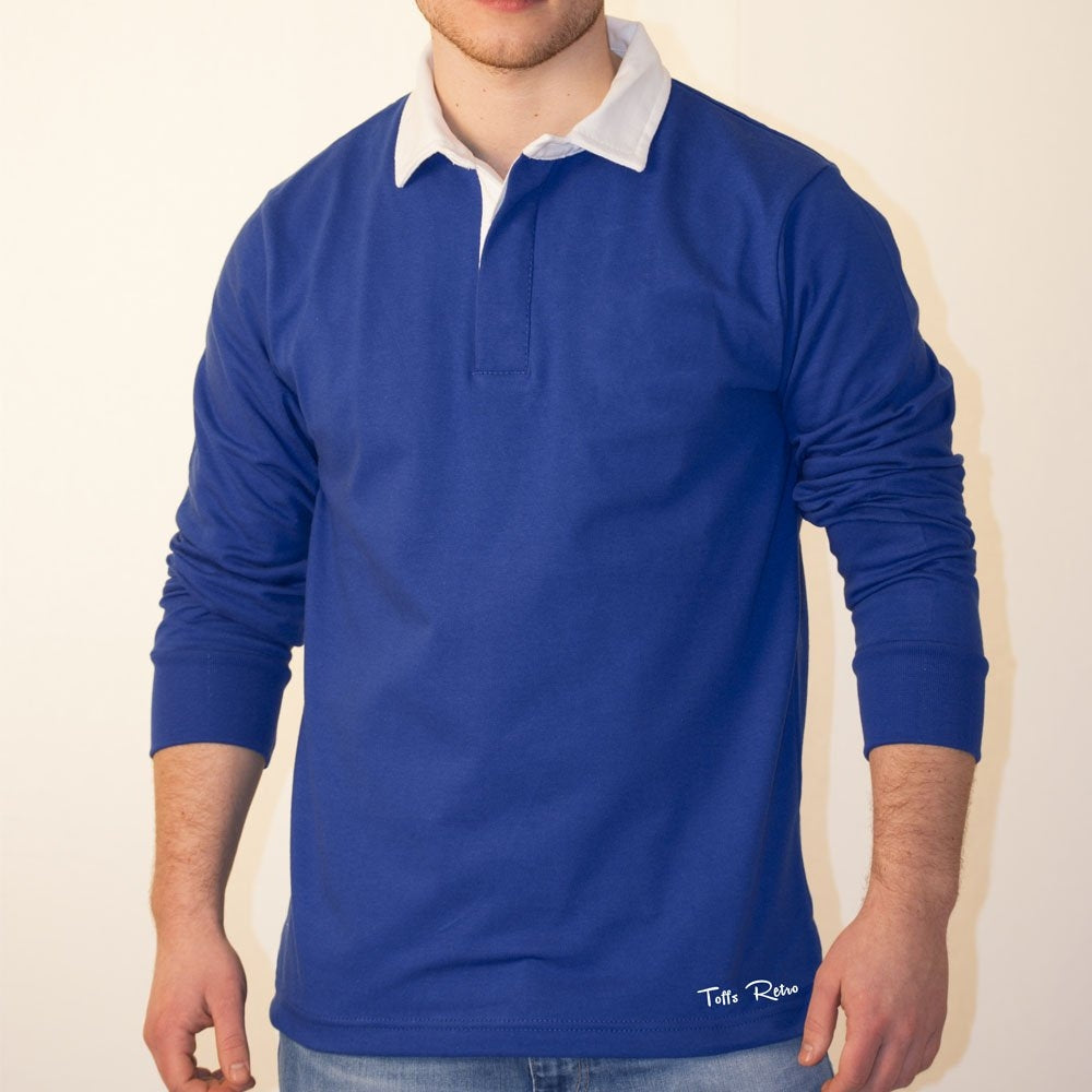 TOFFS Classic Retro Royal Blue Long Sleeve Rugby Syle Shirt Product - Football Shirts Toffs   