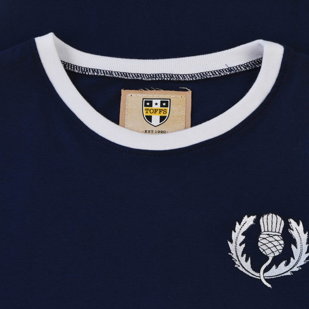 Scotland Rugby T-Shirt - Navy/White Ringer Product - T-Shirt Toffs   