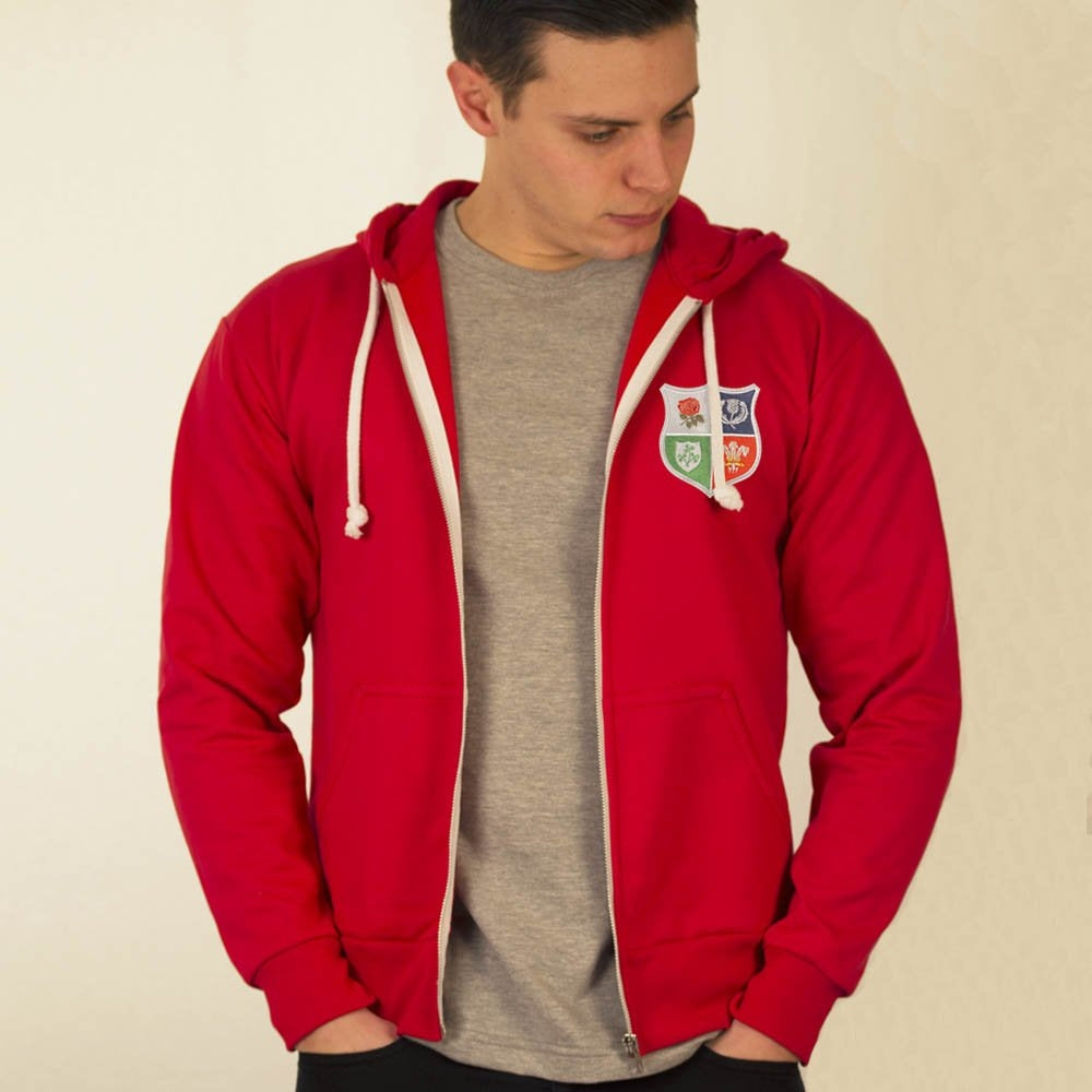 British & Irish Lions 1970s Vintage Rugby Zipped Hoodie Red Product - General Toffs   